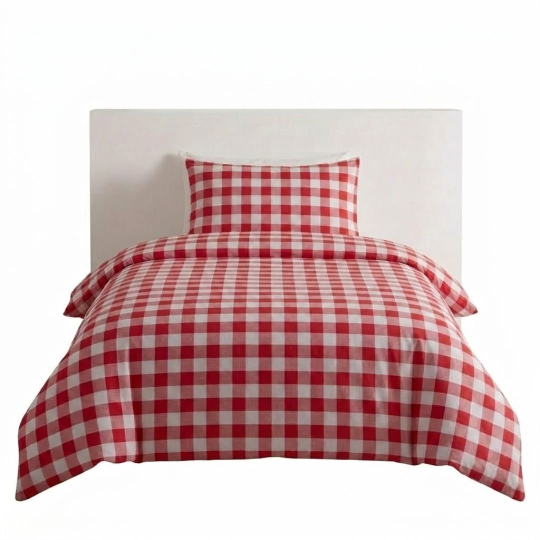 Gaveno Cavailia Red Gingham Single Duvet Cover Microfibre Bed Set