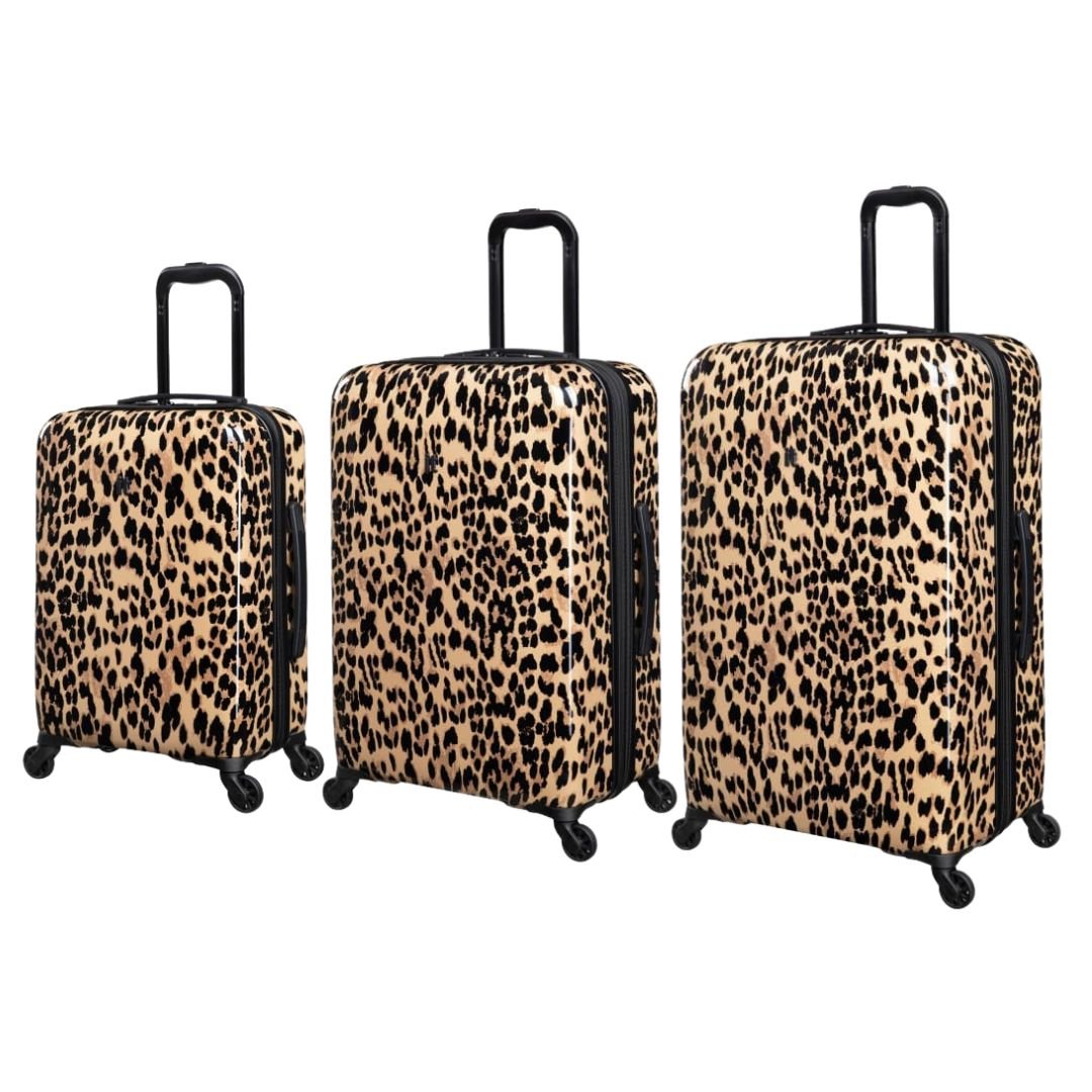 Leopard Print Hard Shell Suitcase Set of 3 - 55cm, 67cm & 77cm