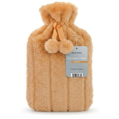 Luxury Tan Faux Fur 2L Hot Water Bottle - Soft Plush Winter Warmers