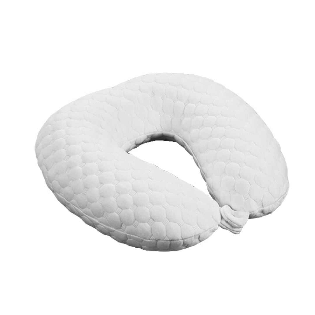 Travel Log White Memory Foam Neck Pillow & Eye Mask Travel Set