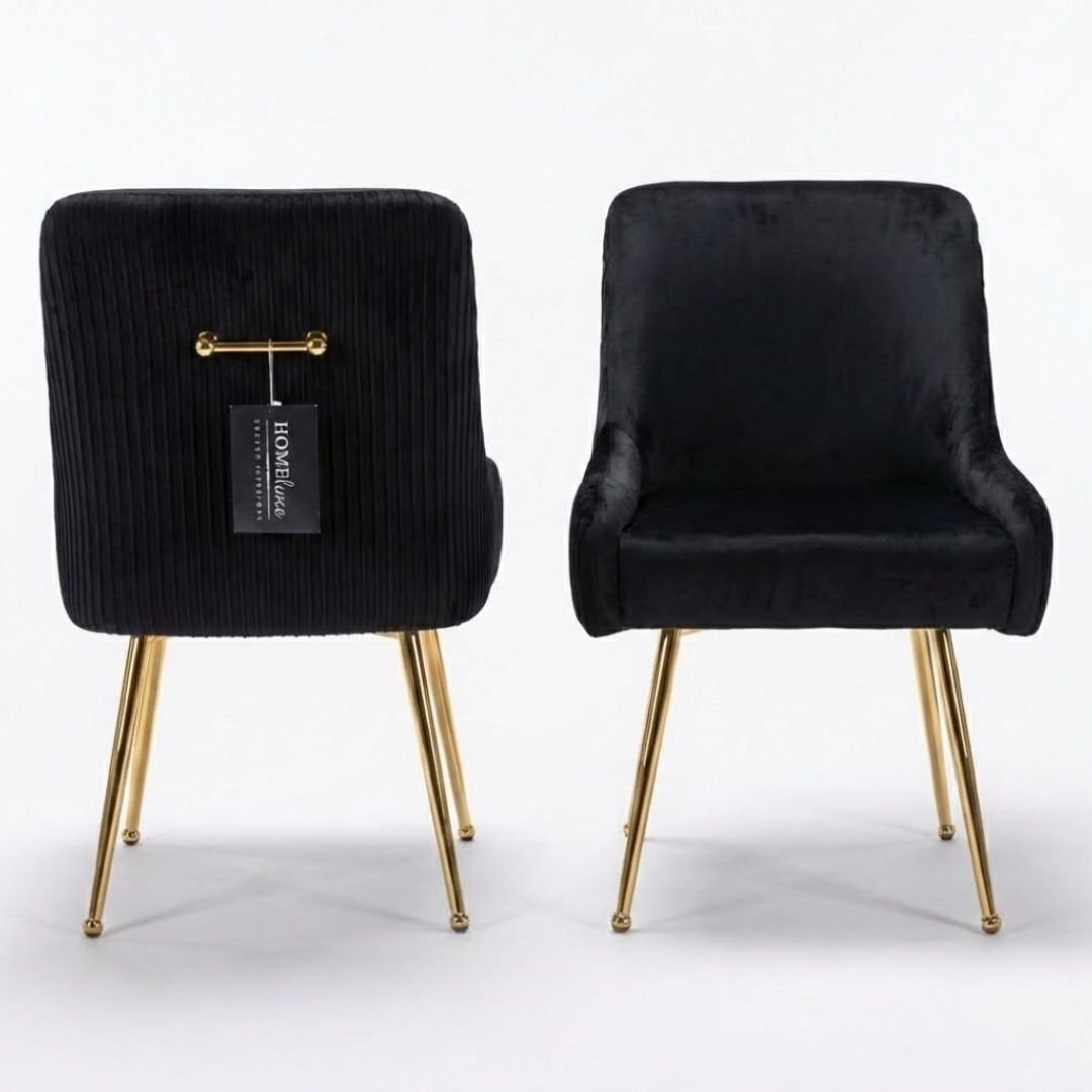 Marco Dining Chair Brushed Velvet In  Black - Sold In Pairs