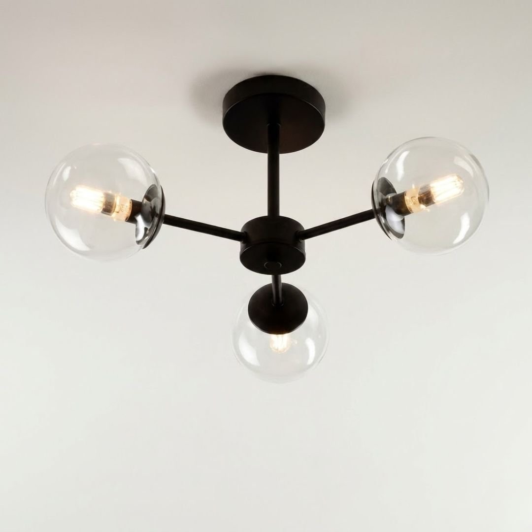 Stockholm Ball Light Black - Modern 3-Glass Bulb Ceiling Light