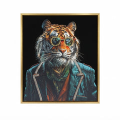Home Luxe Jungle Tiger Wall Art 50x70cm Stylish Framed Glitter Picture