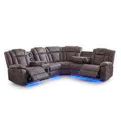 Rico Dark Grey Electric Recliner Corner Sofa with LED & Bluetooth