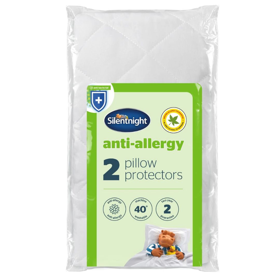 Silentnight Anti-Allergy Pillow Protector 2pk - Soft & Secure White