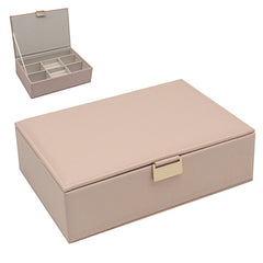 Home Luxe Faux Leather Square Jewellery Organiser Box - Pink (22x15x6)