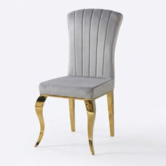 Armenia Light Grey Velvet Dining Chairs - Set of 2 with Gold Legs