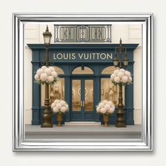 LV Boutique Silver Step Frame Wall Art 70x70cm Luxury Home Decor Piece