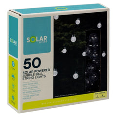 Solar Living 50 Cool White LED Bubble Ball String Lights - 10m Length