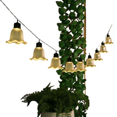 Solar Powered 10 Ribbed Tulip String Lights - Warm White Garden LED