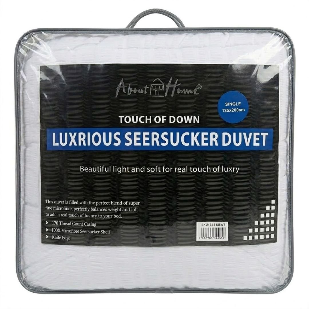 About Home Single Seersucker Duvet - Touch of Down Luxury Microfibre