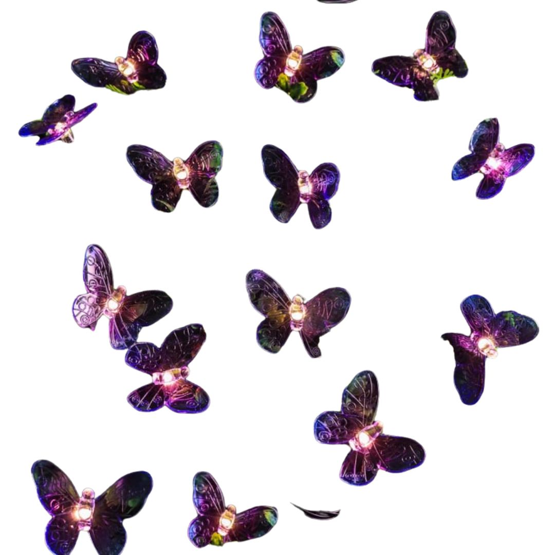 Solar Powered 20 Ombre Butterfly String Lights - Purple Garden LEDs