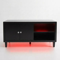 Aura High Gloss Black TV Unit with LED Light, USB & Bluetooth | 120cm