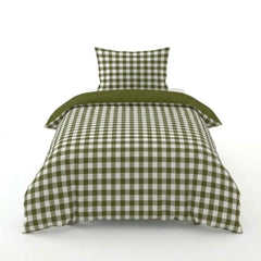Gaveno Cavailia Green Gingham Single Duvet Cover Microfibre Bed Set