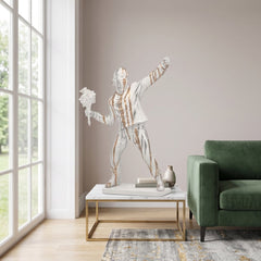 Home Luxe Modern Drip Art Flower Thrower Sculpture Figure | White