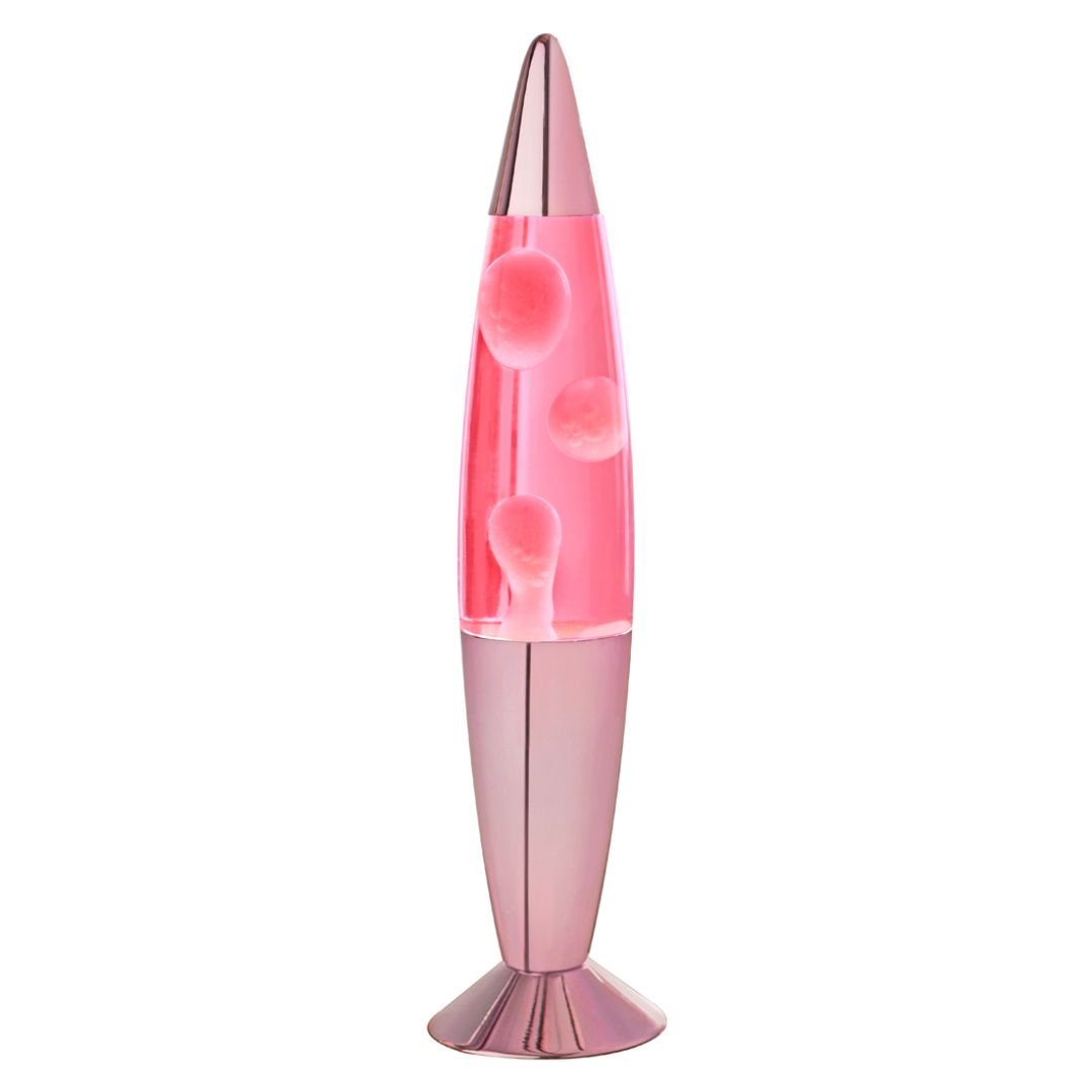 Global Gizmos Rose Gold Lava Lamp - 16 Inch Pink Wax & Clear Liquid