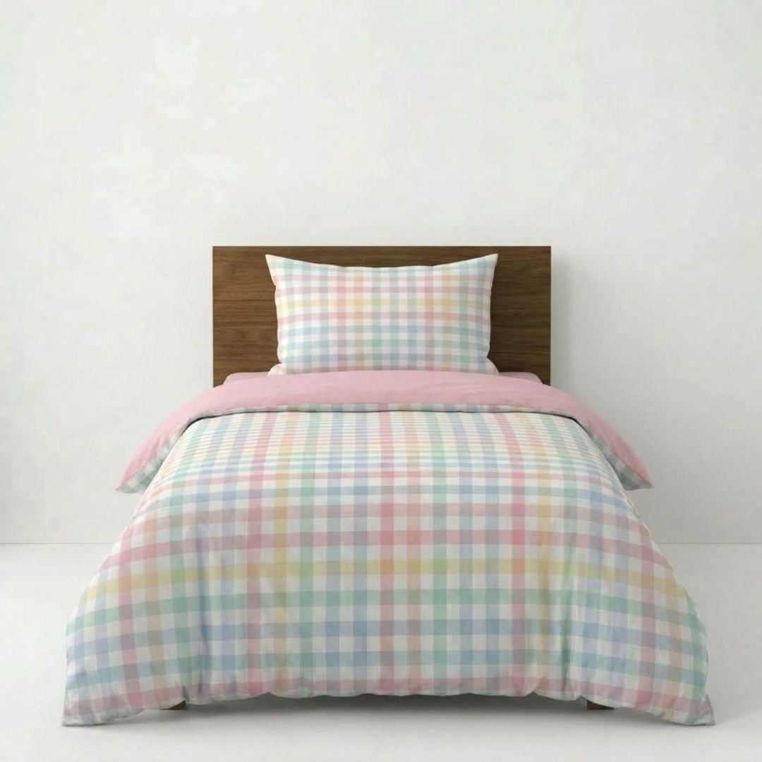 Gaveno Cavailia Pastel Gingham Single Duvet Cover Microfibre Bed Set