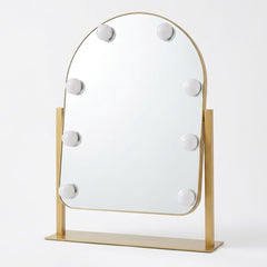 Gold LED Vanity Mirror with Touch Sensor, Dimmable Lights & Stand