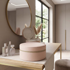 Home Luxe Faux Leather Round Jewellery Box Organiser | Blush Pink