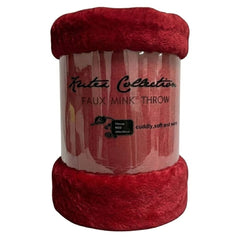 Kutex Red Faux Mink Throw - 200x240cm Extra Large Soft Warm Blanket