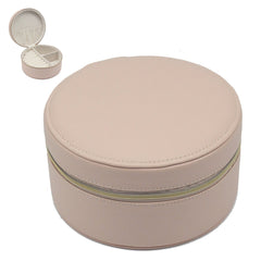 Home Luxe Faux Leather Round Jewellery Box Organiser | Blush Pink
