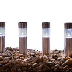 Solar Powered Stainless Steel Post Lights 6pk - Cool White Garden LED