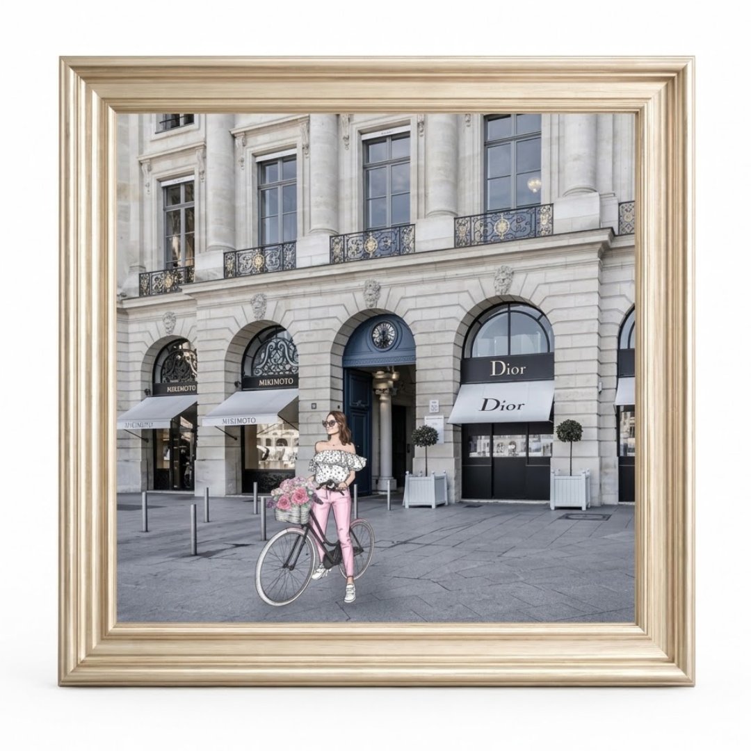 Dior Joaillerie Champagne Step Frame Wall Art 70x70cm Luxury Decor