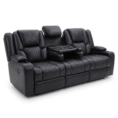 Adorn Black PU Leather Electric Recliner Sofa Set - 3 & 2 Seater