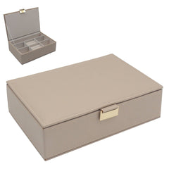 Home Luxe Faux Leather Square Jewellery Box - Beige (22 x 15 x 6 cm)