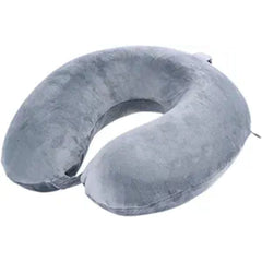 Grey Memory Foam Travel Pillow - U-Shaped Neck Support for Relaxation