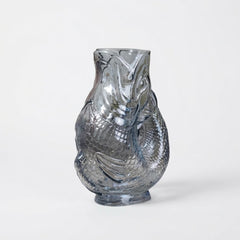 Home Luxe Blue Glass Fish Vase 30cm - Decorative Sculptural Table Vase