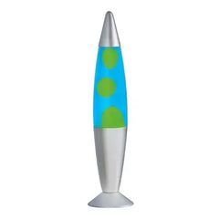 Global Gizmos 16" Retro Lava Lamp - Blue Liquid & Green Wax, Silver