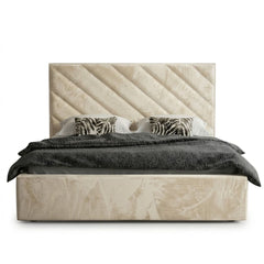 Modern Diagonal Panel Tufted Upholstered Bed Frame