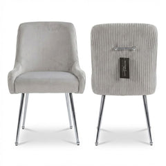 Marco Dining Chair Brushed Velvet In Silver - Sold In Pairs