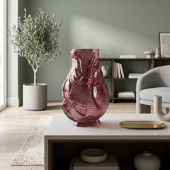 Home Luxe Plum Pink Glass Fish Shaped Flower Vase Home Decor | 30cm