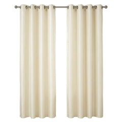 Cream Faux Silk Fully Lined Eyelet Curtains - 1 Pair
