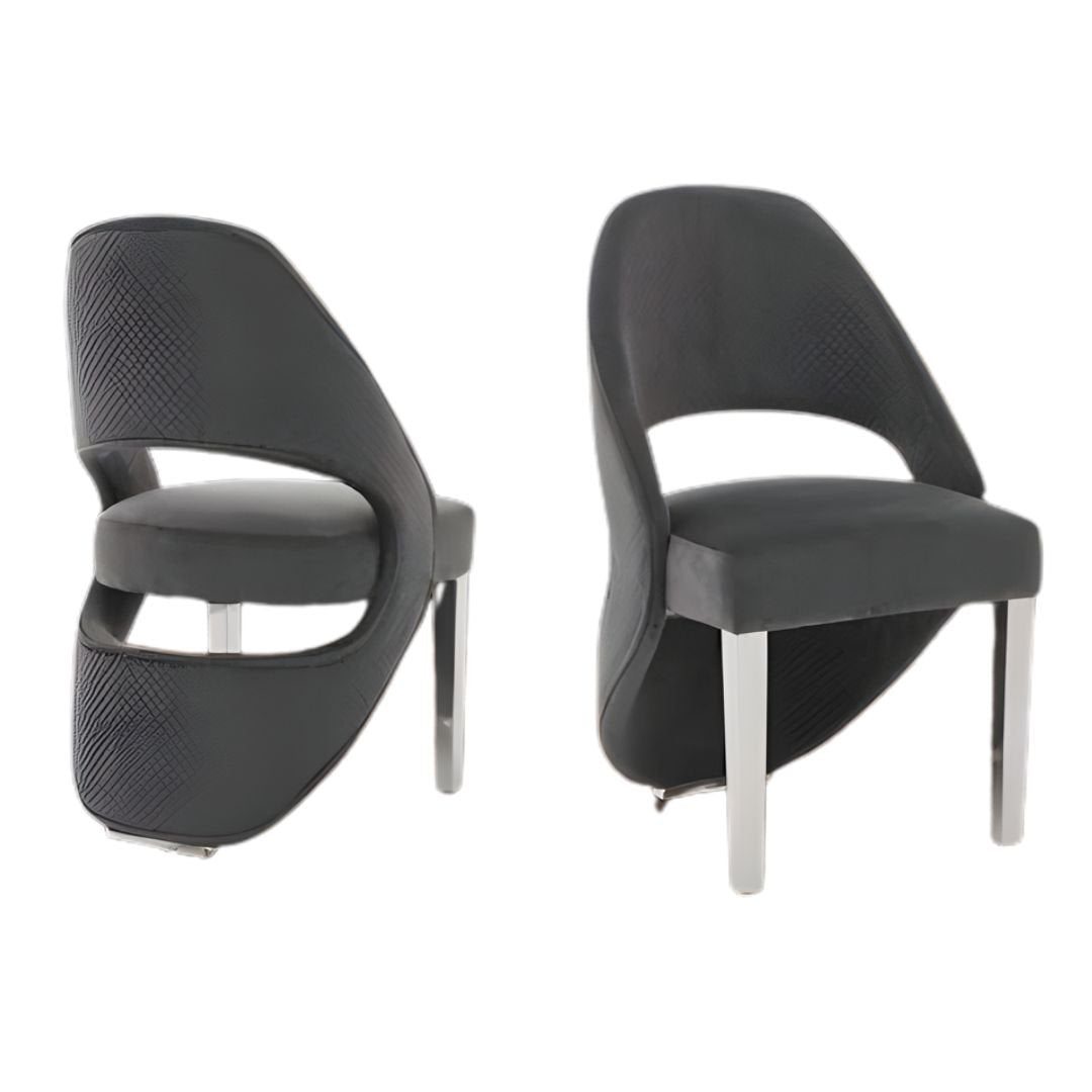 Set of 2 Santorini Grey & Silver Dining Chairs | Luxury Shimmer Fabric