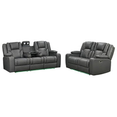 Adorn Grey PU Leather Electric Recliner Sofa Set - 3 & 2 Seater