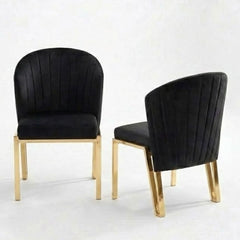 Set of 2 Black Velvet Fabio Dining Chairs with Luxury Gold Frame
