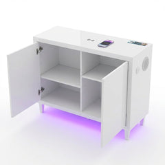 Aura White Gloss 2 Door Sideboard with LED & Bluetooth Speakers 110cm