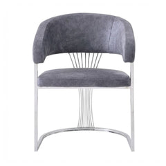 Grey Porado Leatheraire Dining Chair | Silver Frame Luxury Seating
