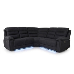 Montana Black Fabric Electric Recliner Corner Sofa with LED & USB