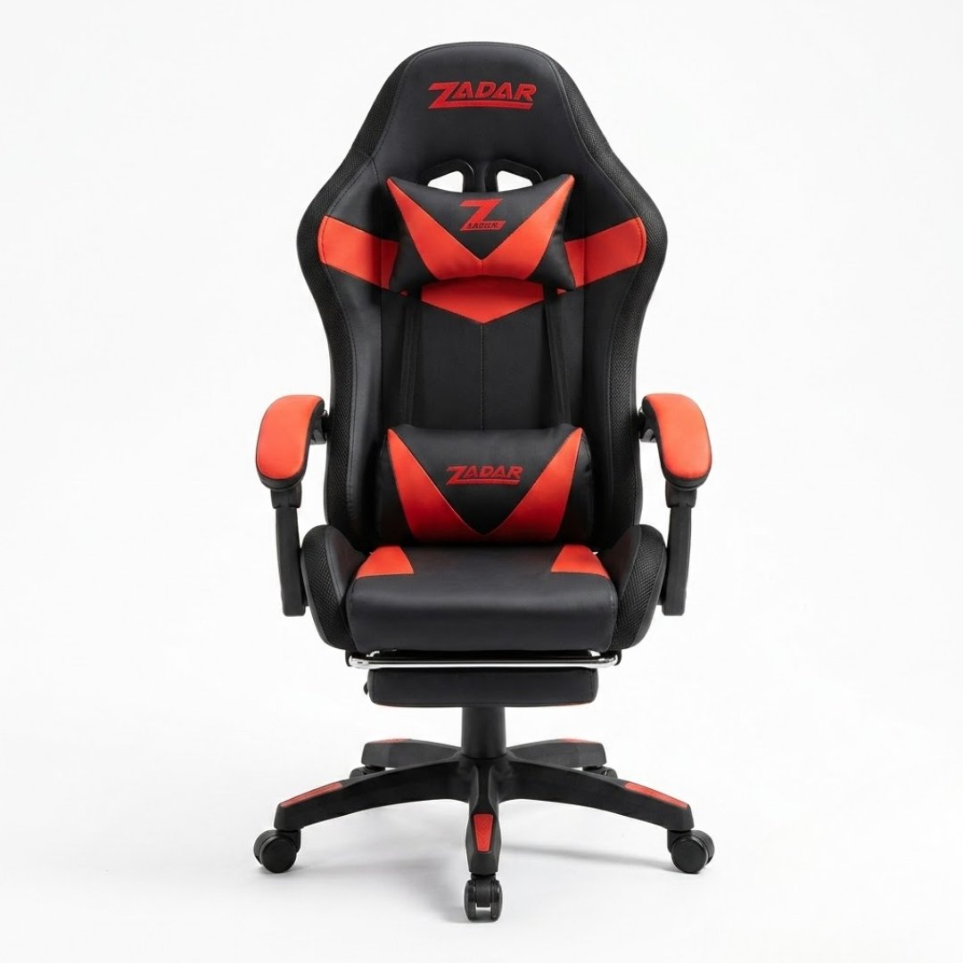 ZADAR Red/Black Musical Gaming Chair with Bluetooth, RGB & Footrest