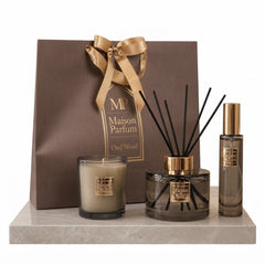 Home Luxe Maison Oud Wood Diffuser Candle Spray Gift Bag Set | 31cm'