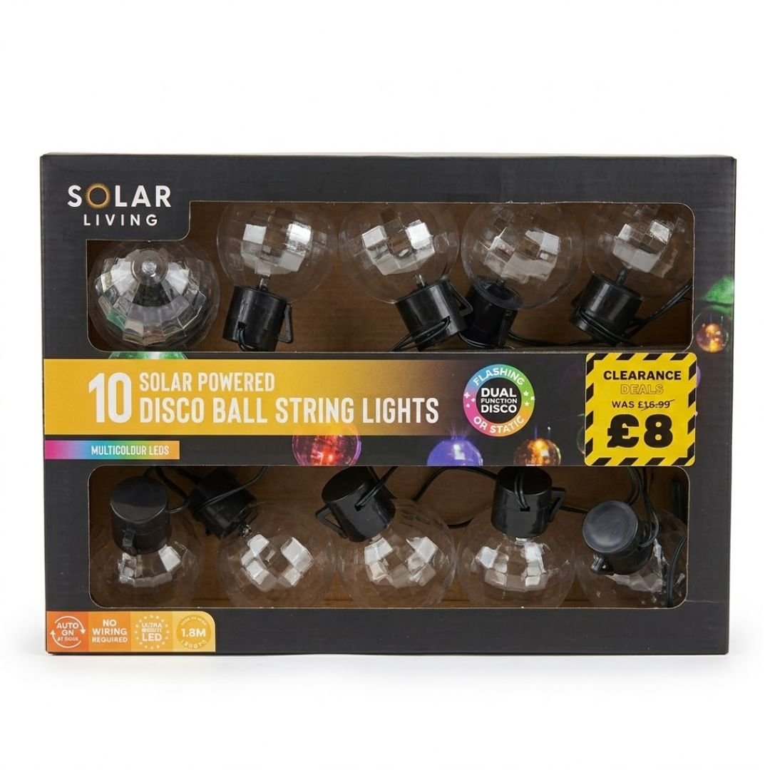Solar Living 10 Multicolour LED Disco Ball String Lights - Solar Power