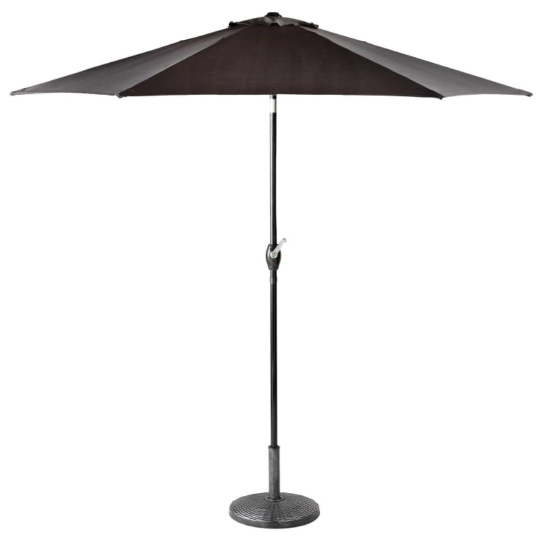 2.7m Black Garden Parasol with Tilt & Crank Handle - Durable Aluminium