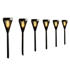 Solar Powered Santorini Post Lights 6pk - Black Flame Effect LEDs