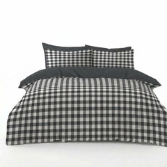 Gaveno Cavailia Charcoal Gingham Double Duvet Cover Bedding Set