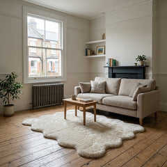 Cream Scallop Border Soft Area Rug Modern Neutral Bedroom Rug 160x230cm