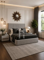 Modern Luxury Vertical Channel-Tufted Upholstered Bed Frame